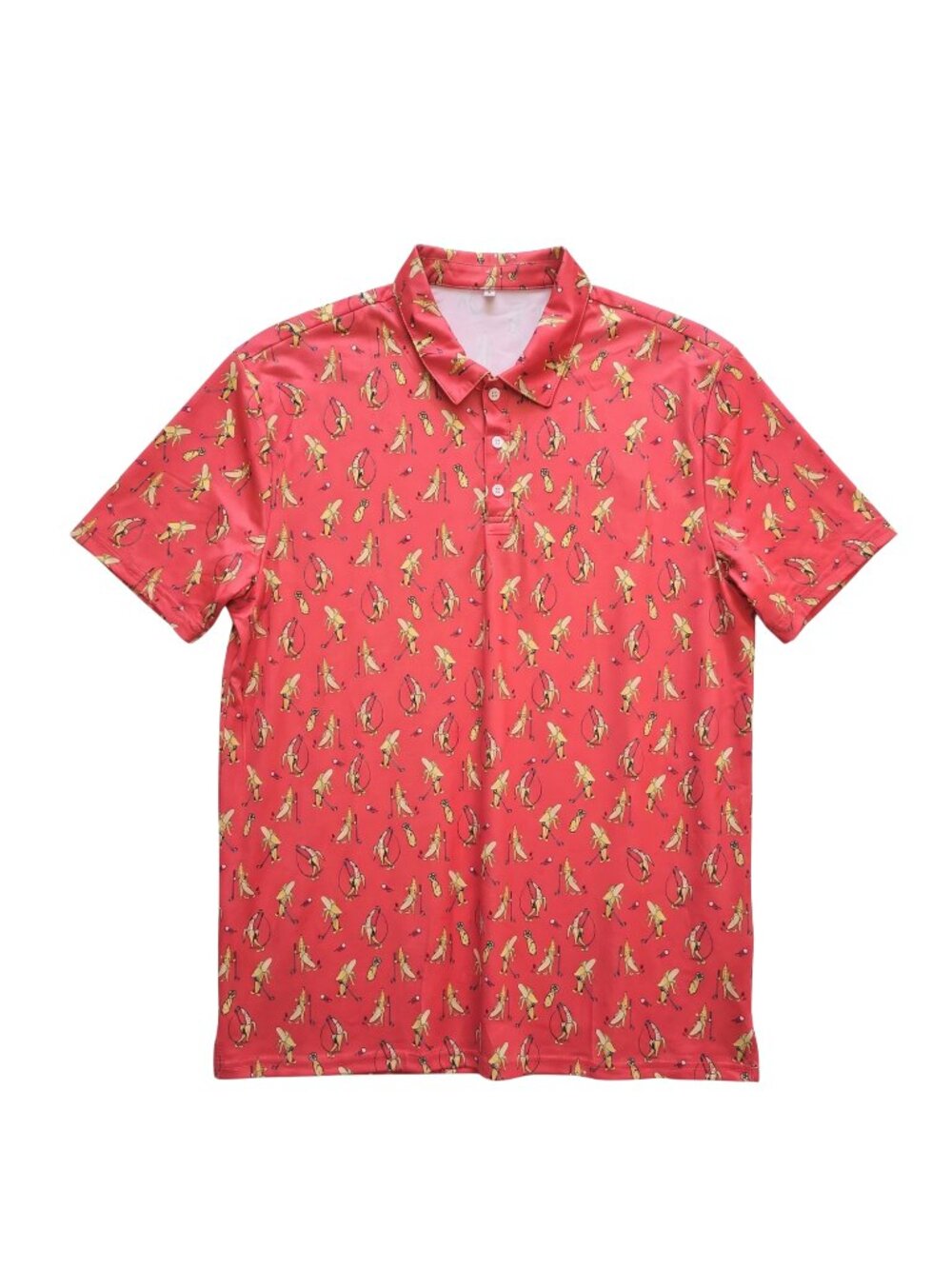 NWOT | Pink Novelty Banana Golf Polo Short Sleeve Performance Shirt XL